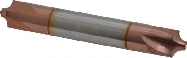 Accupro - 1/8" Radius, 3/8" Mill Diam, 4 Flute Solid Carbide Corner Rounding End Mill - Double End, TiCN Finish, 2-1/2" OAL, 3/8" Shank Diam - USA Tool & Supply