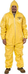 Dupont - Size 3XL PE Film Chemical Resistant Coveralls - Yellow, Zipper Closure, Elastic Cuffs, Elastic Ankles, Serged Seams - USA Tool & Supply