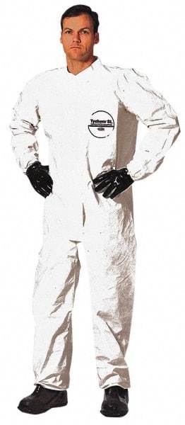 Dupont - Size 4XL Saranex Chemical Resistant Coveralls - White, Zipper Closure, Elastic Cuffs, Elastic Ankles, Bound Seams - USA Tool & Supply