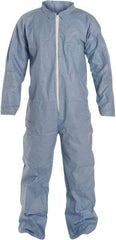 Dupont - Size M FR Disposable Flame Resistant/Retardant Coveralls - Blue, Zipper Closure, Open Cuffs, Open Ankles, Serged Seams - USA Tool & Supply