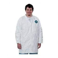 Dupont - Size 3XL White Disposable Chemical Resistant Lab Coat - Tyvek, Snap Front, Open Cuff - USA Tool & Supply