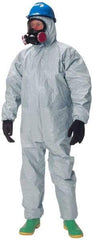 Dupont - Size 3XL Hazmat Chemical Resistant Coveralls - Gray, Zipper Closure, Elastic Cuffs, Elastic Ankles, Taped Seams - USA Tool & Supply