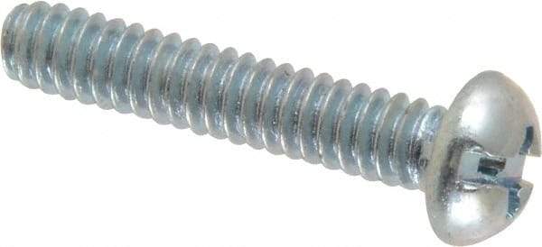 Value Collection - #10-24 UNC, 1" Length Under Head Slotted/Phillips Drive Machine Screw - Round Head, Grade J82 Steel, Zinc-Plated Finish, Without Washer - USA Tool & Supply