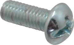 Value Collection - #10-32 UNF, 1/2" Length Under Head Slotted/Phillips Drive Machine Screw - Round Head, Grade J82 Steel, Zinc-Plated Finish, Without Washer - USA Tool & Supply