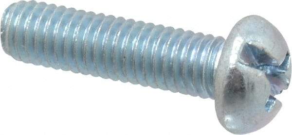 Value Collection - #10-32 UNF, 3/4" Length Under Head Slotted/Phillips Drive Machine Screw - Round Head, Grade J82 Steel, Zinc-Plated Finish, Without Washer - USA Tool & Supply