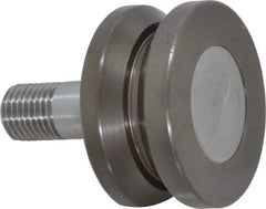 Osborn International - 1-1/2" Roller Diam x 25/32" Width, 7/16" Stud Diam x 1" Length, V Grooved Concentric Stud - Steel, 1/2" Thread Length, 7/16-20 Thread, 1-25/32" OAL, 225 Lb Dynamic Cap - USA Tool & Supply