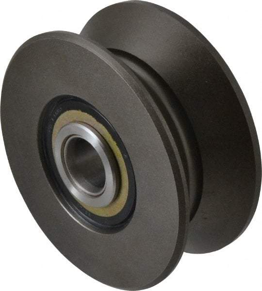 Osborn International - 3-3/4" Roller Diam x 1-9/16" Width, V Grooved Yoke Roller - Steel, 7,630 Lb Dynamic Cap - USA Tool & Supply