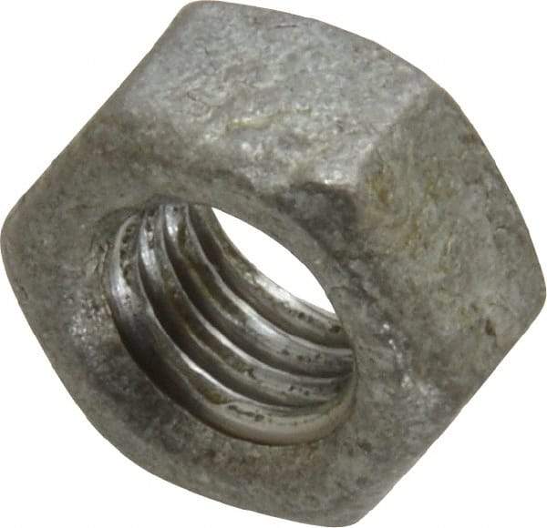 Value Collection - 5/16-18 UNC Steel Right Hand Hex Nut - 1/2" Across Flats, 17/64" High, Hot Dipped Galvanized Finish - USA Tool & Supply
