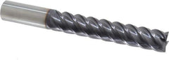 Niagara Cutter - 3/4", 4" LOC, 3/4" Shank Diam, 6" OAL, 5 Flute, Solid Carbide Square End Mill - Single End, TiAlN Finish, Spiral Flute, 45° Helix, Centercutting, Right Hand Cut, Right Hand Flute, Series S545 - USA Tool & Supply