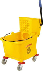 PRO-SOURCE - 31 Qt Plastic Bucket & Wringer - 22" Long x 18-1/2" High x 17" Wide, Yellow - USA Tool & Supply