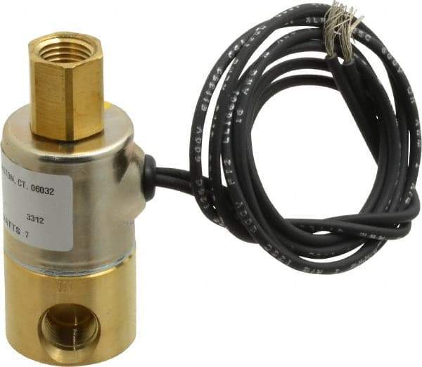 KIP - 1/4" Port, Direct Acting, Brass Solenoid Valve - Normally Open, 140 Max PSI, Buna-N Seal - USA Tool & Supply