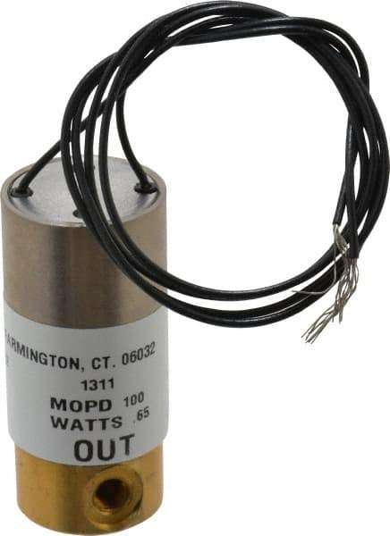 KIP - 10-32 Port, Direct Acting, Brass Solenoid Valve - Normally Closed, 100 Max PSI, Buna-N Seal - USA Tool & Supply