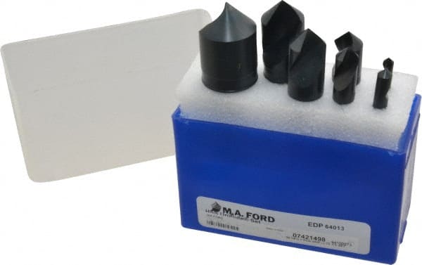 M.A. Ford - 7 Piece, 3/16 to 1" Head Diam, 90° Included Angle, Single End Countersink Set - USA Tool & Supply