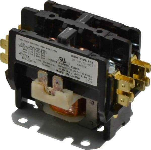 White-Rodgers - Definite Purpose Contactors   Number of Poles: 2    Resistive Load Rating (A): 40A@277VAC; 40A@480VAC; 40A@600VAC - USA Tool & Supply