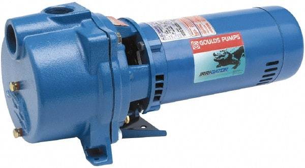 Goulds Pumps - 230 Volt, 17.2 Amp, 1 Phase, 3 HP, Self Priming Centrifugal Pump - 48J Frame, 1-1/2 Inch Inlet, 46 Head Pressure, 105 Max GPM, ODP Motor, Cast Iron Housing, Noryl Impeller, 107 Ft. Shut Off, Carbon Ceramic Mechanical Seal - USA Tool & Supply