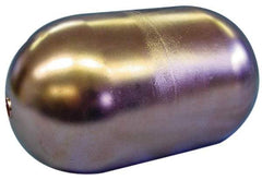 Made in USA - 6" Diam x 10" Long, Oblong, Tubed Through Connection, Metal Float - 3/8" Rod Thread, Copper, 25 Max psi, 21 Gauge - USA Tool & Supply