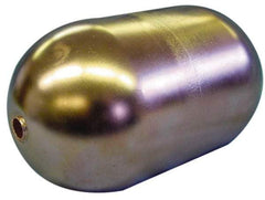 Made in USA - 3" Diam x 7" Long, Oblong, Tubed Through Connection, Metal Float - 3/8" Rod Thread, Copper, 25 Max psi, 20 Gauge - USA Tool & Supply