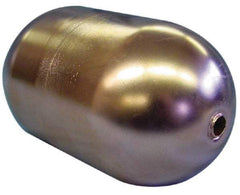 Made in USA - 4" Diam x 7" Long, Oblong, Tubed Through Connection, Metal Float - 1/2" Rod Thread, Copper, 25 Max psi, 23 Gauge - USA Tool & Supply