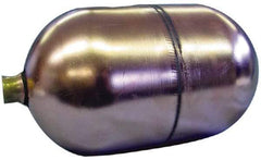 Made in USA - 6" Diam x 8" Long, Oblong, Round Spud Connection, Metal Float - 1/8" Straight Thread, Stainless Steel, 150 Max psi, 19 Gauge - USA Tool & Supply