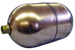 Made in USA - 6" Diam x 8" Long, Oblong, Round Spud Connection, Metal Float - 1/4" NPT Thread, Copper, 25 Max psi, 21 Gauge - USA Tool & Supply