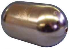 Made in USA - 6" Diam x 8" Long, Oblong, Tubed Through Connection, Metal Float - 3/8" Rod Thread, Copper, 25 Max psi, 21 Gauge - USA Tool & Supply