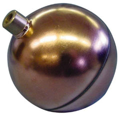 Made in USA - 12" Diam, Spherical, Round Spud Connection, Metal Float - 3/8 NPT Thread, Copper, 25 Max psi, 20 Gauge - USA Tool & Supply