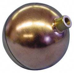 Made in USA - 10" Diam, Spherical, Round Spud Connection, Metal Float - 1/4" Straight Thread, Stainless Steel, 600 Max psi, 14 Gauge - USA Tool & Supply