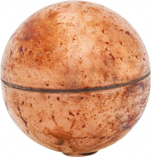 Made in USA - 2" Diam, Spherical, Internal Connection, Metal Float - 1/4-20 Thread, Copper, 25 Max psi, 24 Gauge - USA Tool & Supply