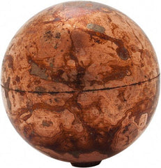 Made in USA - 2" Diam, Spherical, Internal Connection, Metal Float - 8-32 Thread, Copper, 25 Max psi, 24 Gauge - USA Tool & Supply