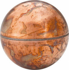 Made in USA - 2-1/2" Diam, Spherical, Internal Connection, Metal Float - 1/4-20 Thread, Copper, 25 Max psi, 24 Gauge - USA Tool & Supply