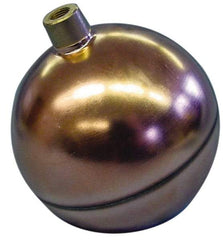 Made in USA - 4" Diam, Spherical, Round Spud Connection, Metal Float - 1/4-20 Thread, Stainless Steel, 500 Max psi, 24 Gauge - USA Tool & Supply