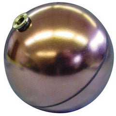 Made in USA - 6" Diam, Spherical, Hex Spud Connection, Metal Float - 3/8-16 Thread, Copper, 25 Max psi, 23 Gauge - USA Tool & Supply