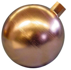 Made in USA - 9" Diam, Spherical, Round Spud Connection, Metal Float - 3/8 NPT Thread, Copper, 25 Max psi, 20 Gauge - USA Tool & Supply