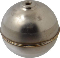 Made in USA - 2" Diam, Spherical, Internal Connection, Metal Float - 10-32 Thread, Stainless Steel, 1,000 Max psi, 22 Gauge - USA Tool & Supply