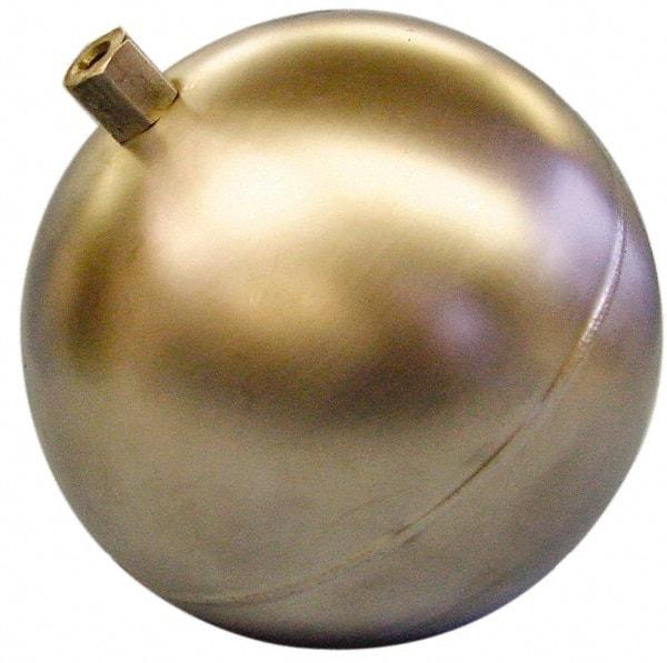 Made in USA - 8" Diam, Spherical, Hex Spud Connection, Metal Float - 3/8" Straight Thread, Stainless Steel, 850 Max psi, 14 Gauge - USA Tool & Supply
