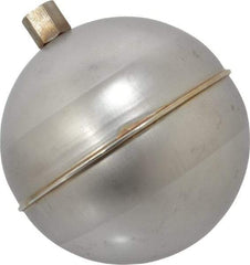 Made in USA - 4" Diam, Spherical, Hex Spud Connection, Metal Float - 1/4-20 Thread, Stainless Steel, 900 Max psi, 19 Gauge - USA Tool & Supply