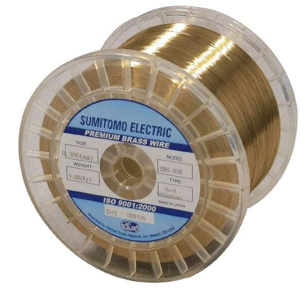 Global EDM - Brass Hard Grade Electrical Discharge Machining (EDM) Wire - 900 N per sq. mm Tensile Strength - USA Tool & Supply