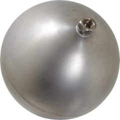 Made in USA - 8" Diam, Spherical, Hex Spud Connection, Metal Float - 3/8" Straight Thread, Stainless Steel, 450 Max psi, 21 Gauge - USA Tool & Supply