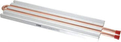 Lytron - 12" Long x 3-1/2" High, Straight Connection Copper Tube Cold Plate - 3/8 OD Tube, 2-Pass Fluid Path, Water Cooling, 1/2" Thick - USA Tool & Supply