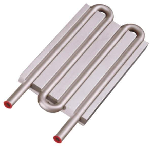 Lytron - 6" Long x 3-1/2" High, Straight Connection Stainless Steel Tube Cold Plate - 3/8 OD Tube, 4-Pass Fluid Path, Deionized Water or Corrosive Fluids Cooling, 1/2" Thick - USA Tool & Supply