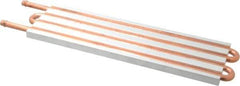 Lytron - 12" Long x 3-1/2" High, Beaded Connection Copper Tube Cold Plate - 3/8 OD Tube, 4-Pass Fluid Path, Water Cooling, 1/2" Thick - USA Tool & Supply