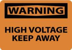 NMC - "Warning - High Voltage Keep Away", 10" Long x 14" Wide, Fiberglass Safety Sign - Rectangle, 0.095" Thick, Use for Accident Prevention - USA Tool & Supply