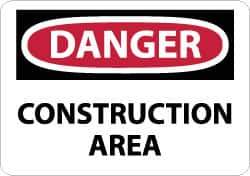 NMC - "Danger - Construction Area", 10" Long x 14" Wide, Fiberglass Safety Sign - Rectangle, 0.095" Thick, Use for Security & Admittance - USA Tool & Supply