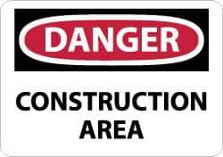 NMC - "Danger - Construction Area", 7" Long x 10" Wide, Rigid Plastic Safety Sign - Rectangle, 0.05" Thick, Use for Security & Admittance - USA Tool & Supply