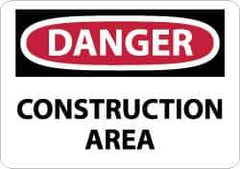 NMC - "Danger - Construction Area", 7" Long x 10" Wide, Aluminum Safety Sign - Rectangle, 0.04" Thick, Use for Accident Prevention - USA Tool & Supply