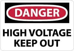 NMC - "Danger - High Voltage - Keep Out", 10" Long x 14" Wide, Fiberglass Safety Sign - Rectangle, 0.095" Thick, Use for Accident Prevention - USA Tool & Supply