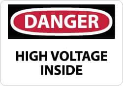 NMC - "Danger - High Voltage Inside", 10" Long x 14" Wide, Fiberglass Safety Sign - Rectangle, 0.095" Thick, Use for Accident Prevention - USA Tool & Supply