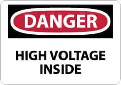 NMC - "Danger - High Voltage Inside", 10" Long x 14" Wide, Fiberglass Safety Sign - Rectangle, 0.095" Thick, Use for Accident Prevention - USA Tool & Supply