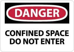 NMC - Accident Prevention Label, Header: DANGER - Legend: Danger - Confined Space - Do Not Enter, English, Red, Black & White, 5" Long x 3" High, Sign Muscle Finish - USA Tool & Supply