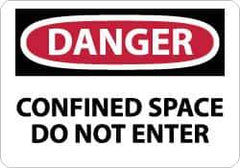 NMC - Accident Prevention Label, Header: DANGER - Legend: Danger - Confined Space - Do Not Enter, English, Red, Black & White, 5" Long x 3" High, Sign Muscle Finish - USA Tool & Supply